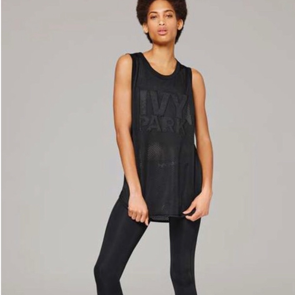 IVY PARK All Over Mesh Long Line Tank